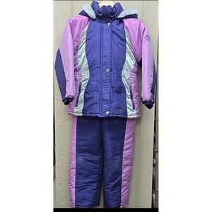 Weather Tamer Girls 7/8 Purple Ski Suit 2 Piece EUC
